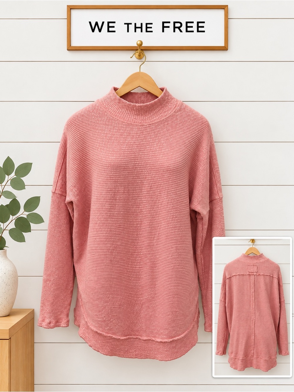 WE THE FREE – Pink Oversized Ribbed Tunic – Size Small